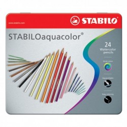 Matite colorate Aquacolor STABILO - Scatola in metallo - 2.8 mm 1624-5 (24 Pz)