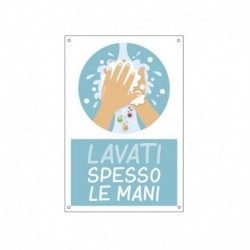 Cartello alluminio - 20x30 cm - ''LAVATI SPESSO LE MANI'' - per bambini