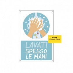 Etichetta autoadesiva - 20x30 cm - ''LAVATI SPESSO LE MANI'' - per bambini