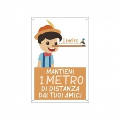 Cartello alluminio - 20x30 cm - ''MANTIENI 1 METRO DI DISTANZA'' - per bambini