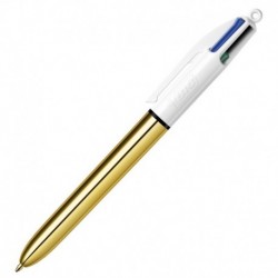 Scatola 12 Penna sfera scatto multifunzione 4 Colours Shine - ORO - Bic