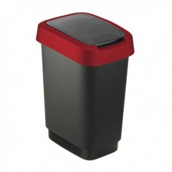 Pattumiera da 25 Lt in Robusta Plastica colore NERO/ROSSO coperchio basculante.