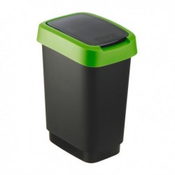 Pattumiera 25 Lt in PPL Nero/Verde coperchio basculante ROTHO. Pattumiera in PPL